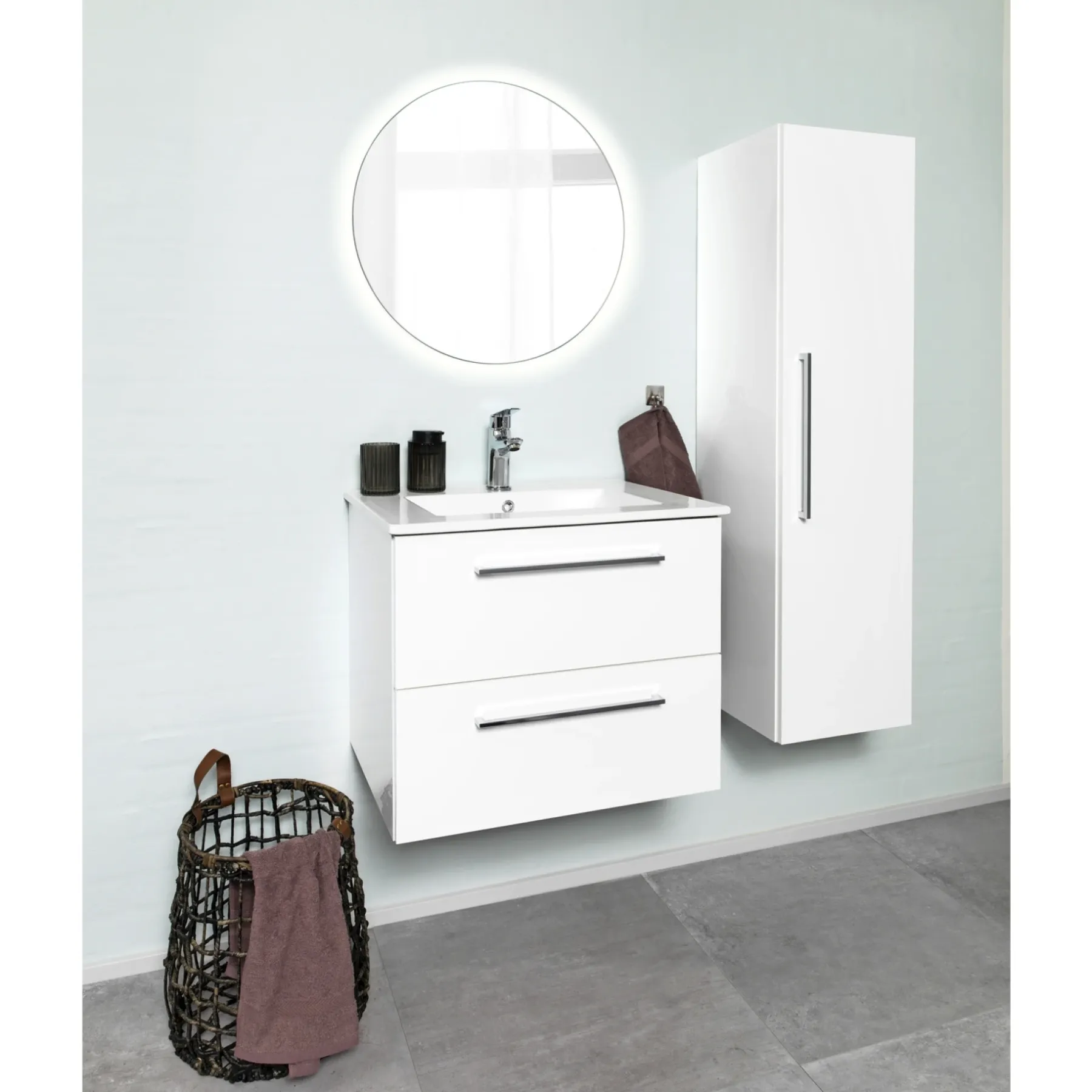 HØJSKAB HVID MAT EN ENKELT LÅGE MED 2 HYLDER I SPONPLADER OG MDF 32,5 CM>VASSO Discount