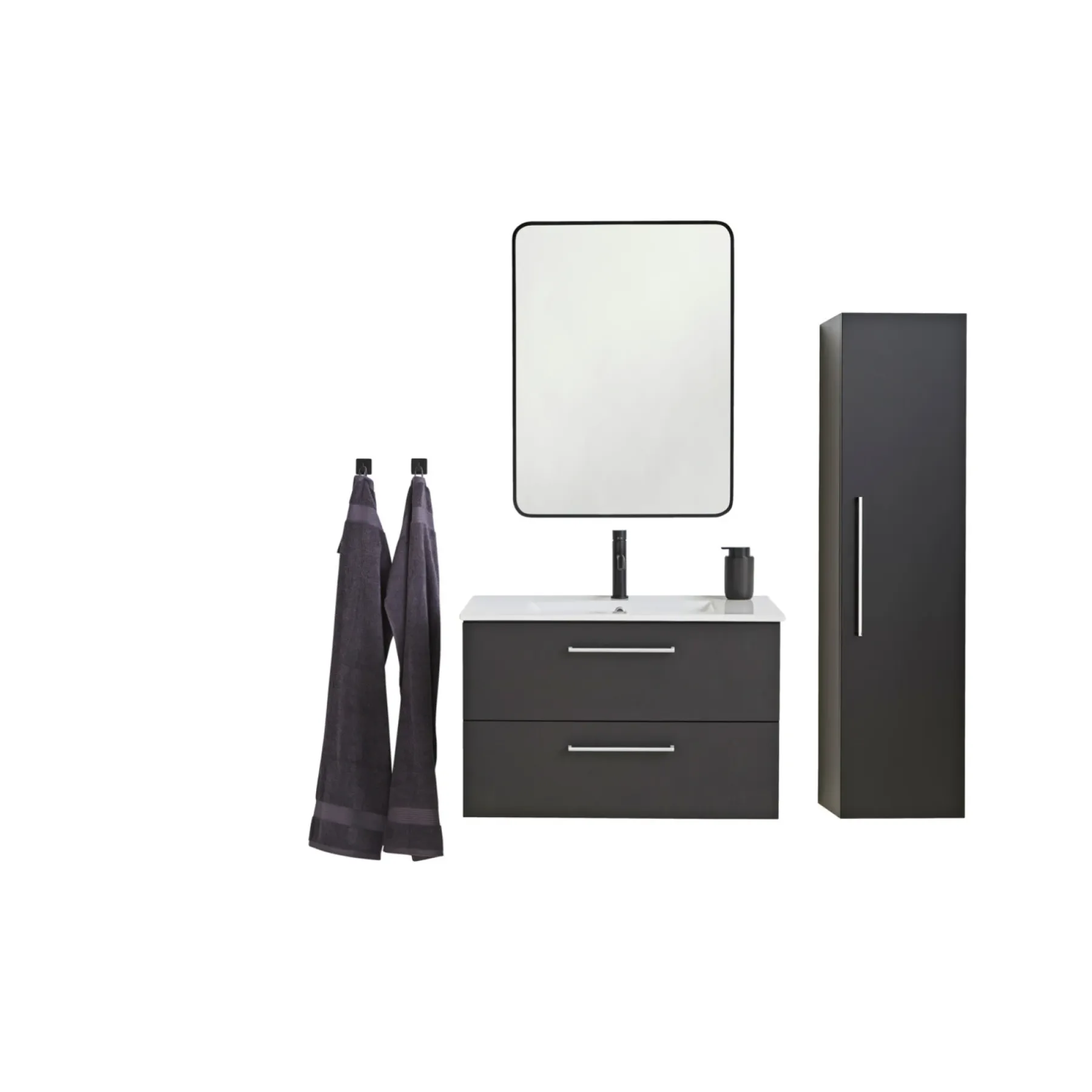 MILANO SOFTCLOSE BADMØBEL SORT 2 SKUFFER 80 CM>VASSO Online