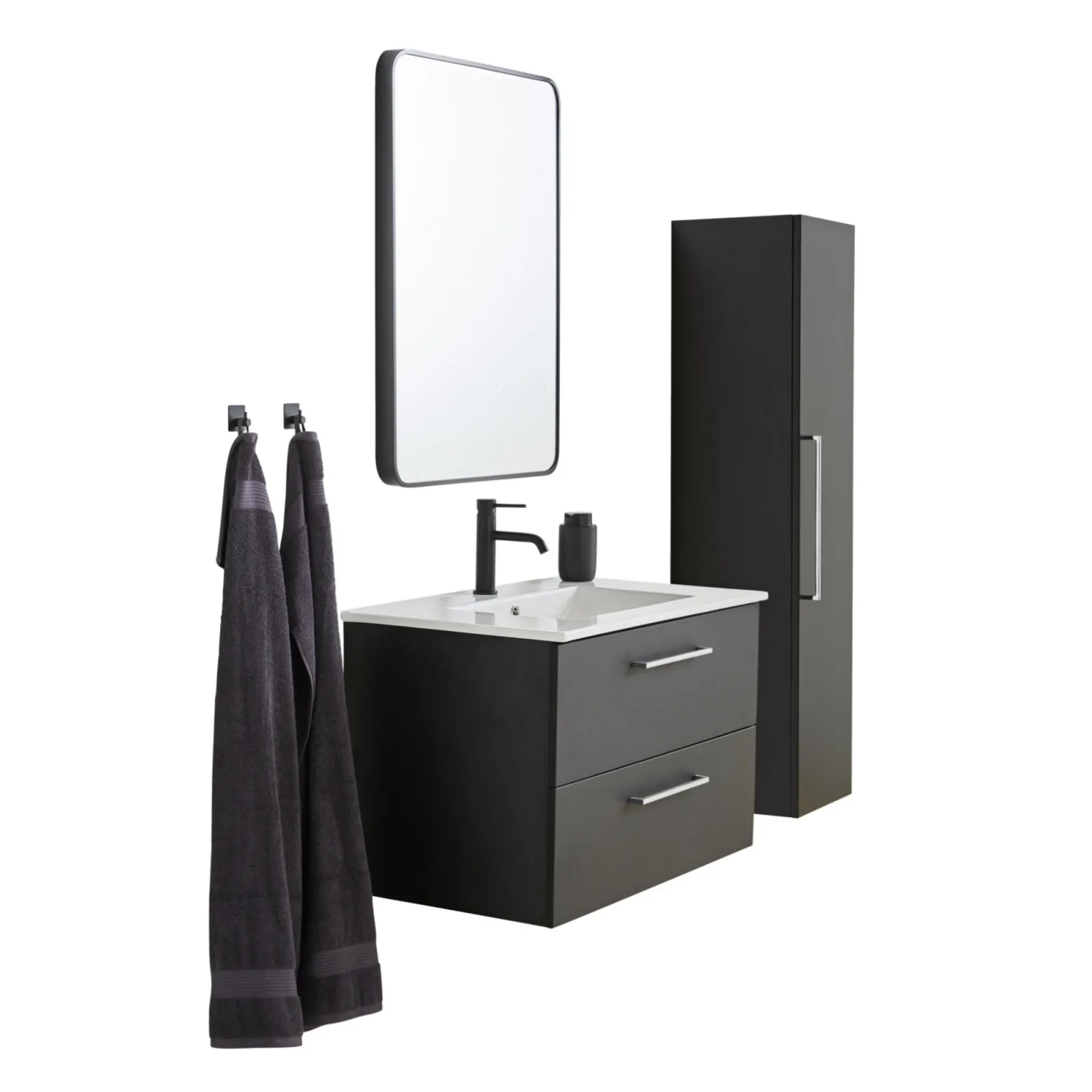 MILANO SOFTCLOSE BADMØBEL SORT 2 SKUFFER 80 CM>VASSO Online