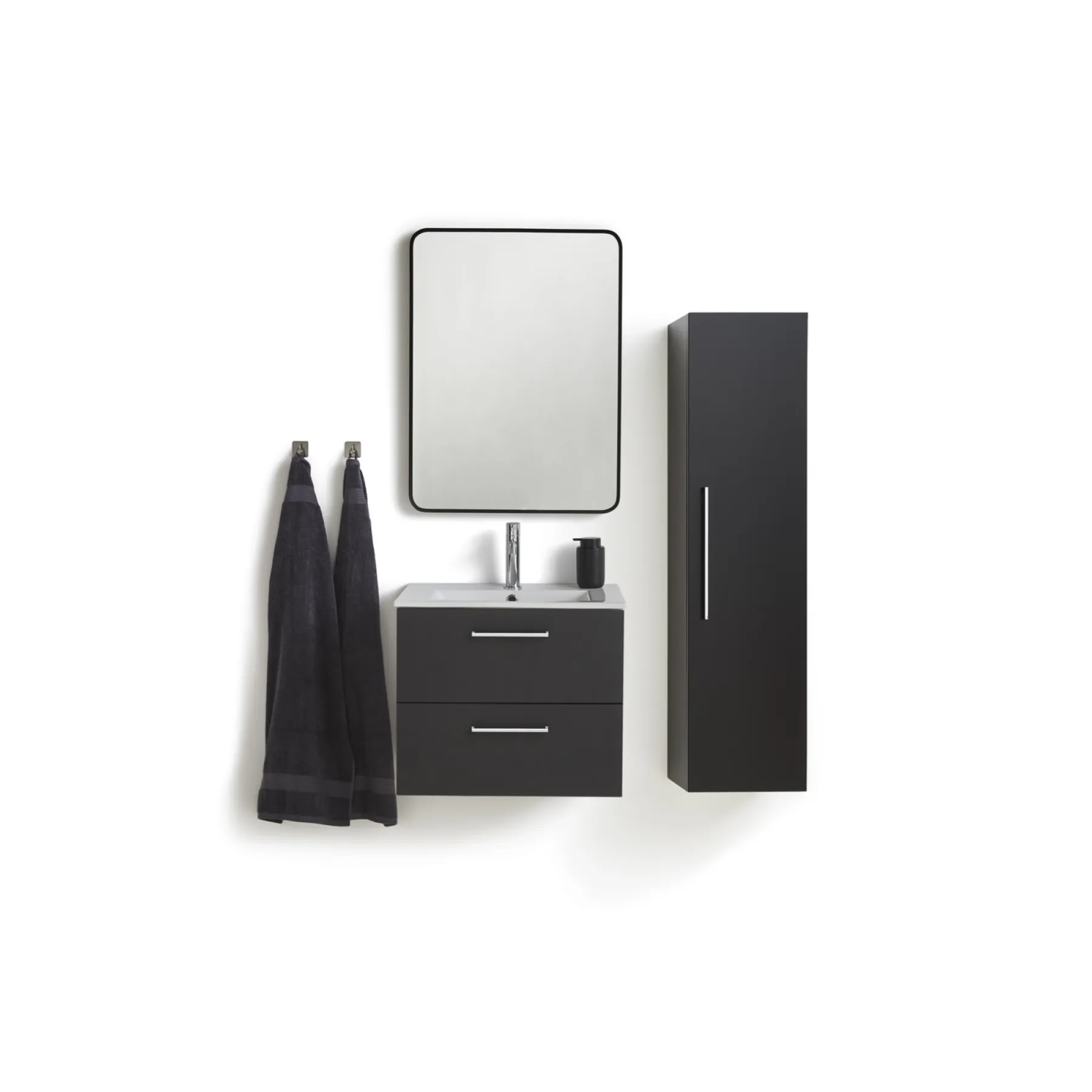 MILANO SOFTCLOSE BADMØBEL SORT 2 SKUFFER 60 CM>VASSO Online