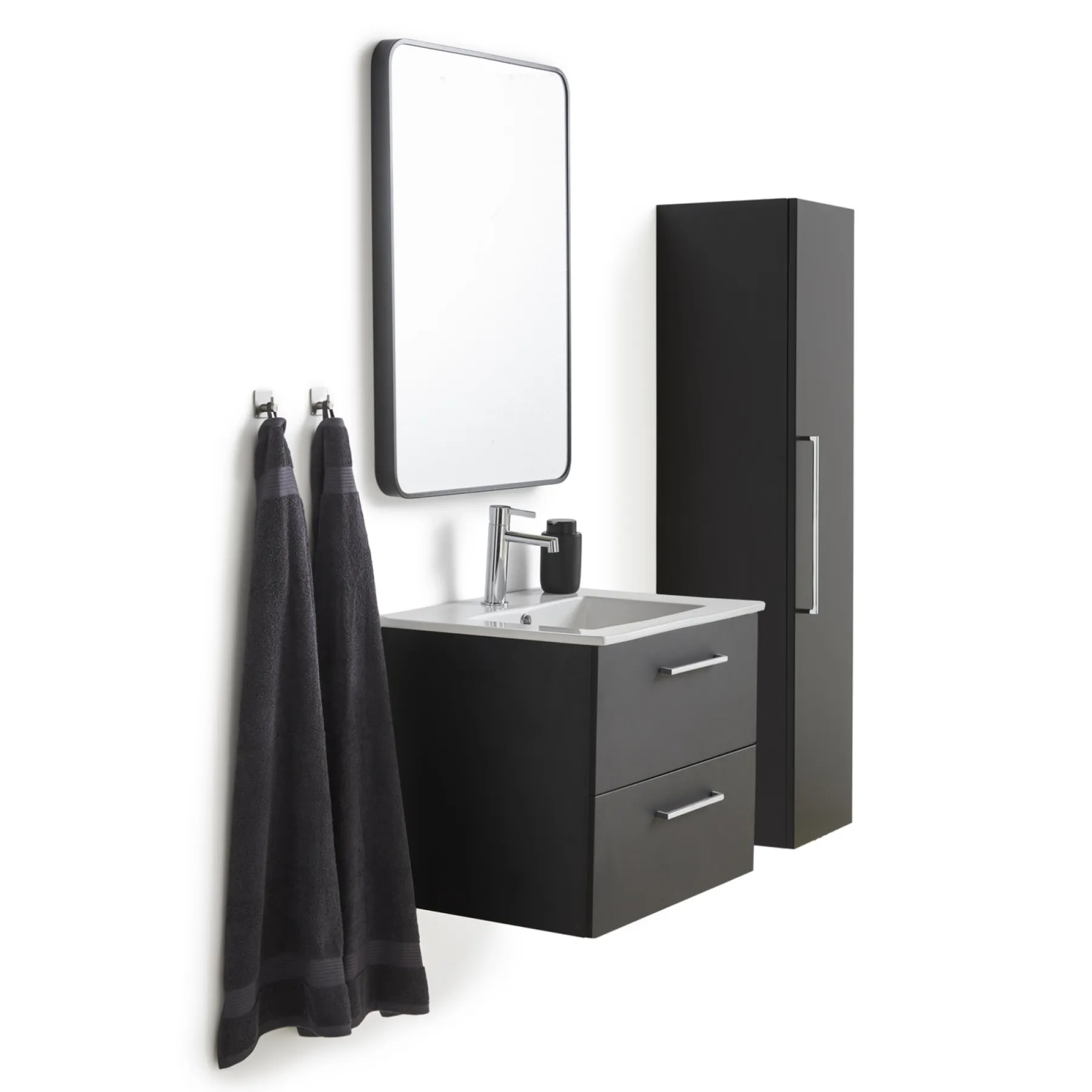 MILANO SOFTCLOSE BADMØBEL SORT 2 SKUFFER 60 CM>VASSO Online