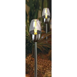 Solcellelamper ^ Veli Line 2-PAK SOLCELLE FAKKEL STÅL 38 CM