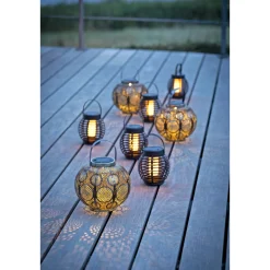 RATTAN FLAME SOLCELLE LANTERNE BRUN 16 CM>Veli Line New