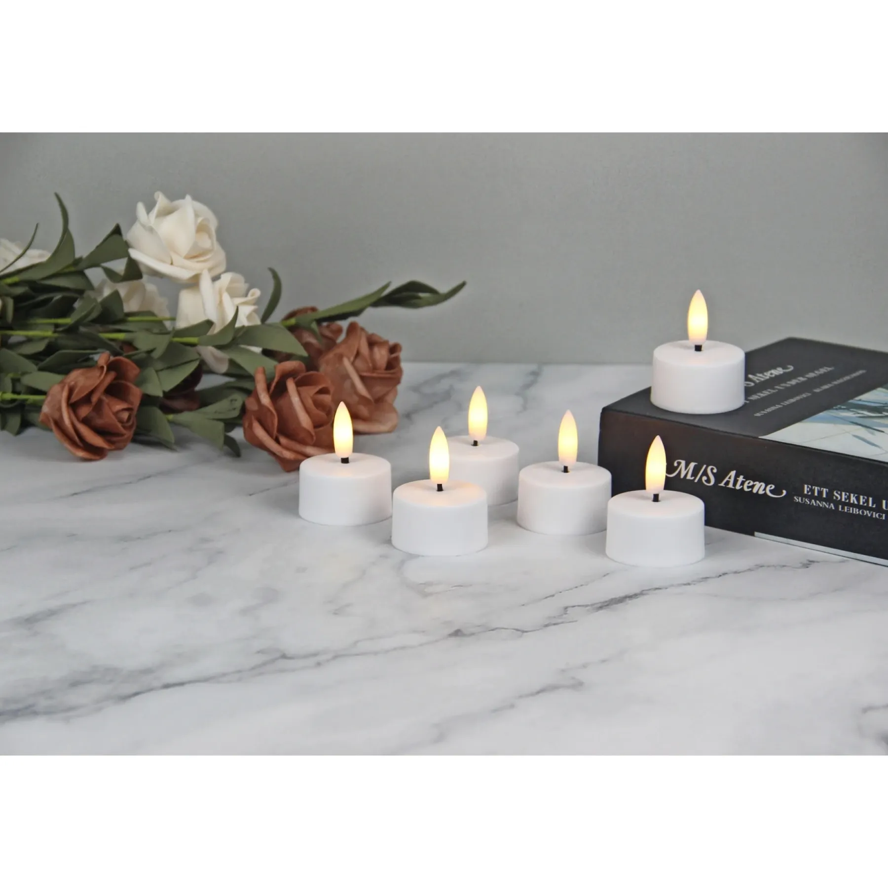 6 STK. HVIDE GENOPLADELIGE LED FYRFADSLYS>Veli Line Discount