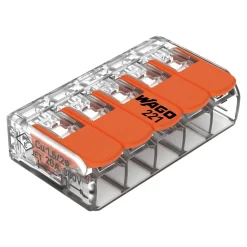 Tilbehør Elinstallationer ^ WAGO SAMLEMUFFE 221 5 POL 0,2-4 MM 8/PAK