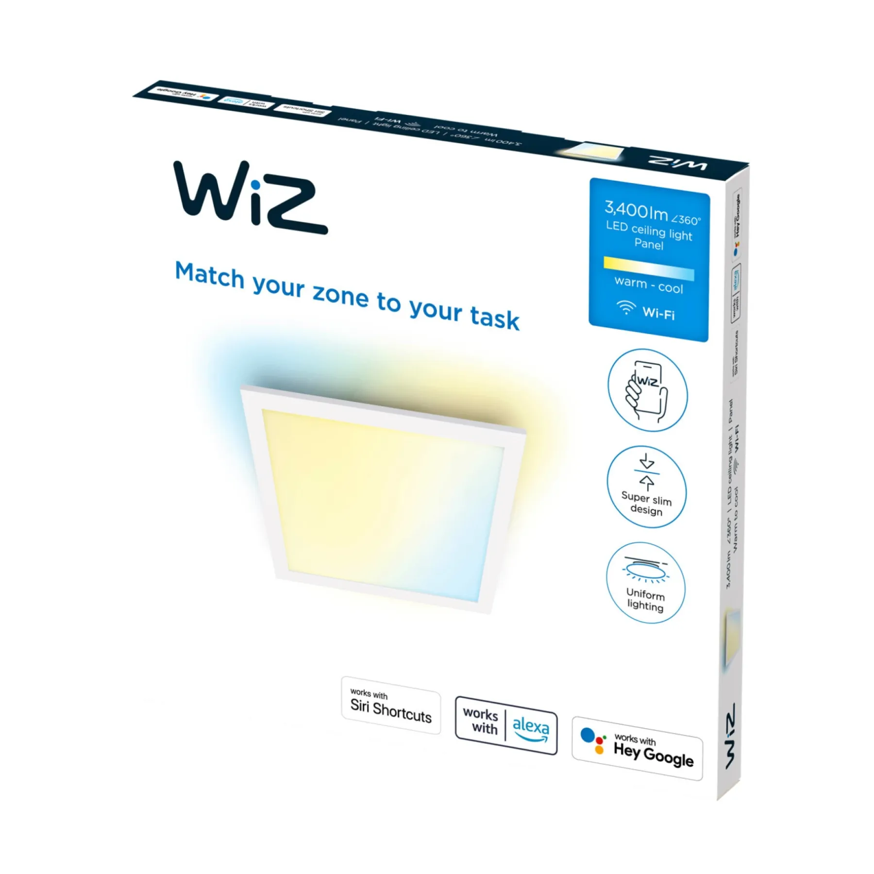 FIRKANTET PANEL HVID 36W 60X60 CM>WIZ Clearance