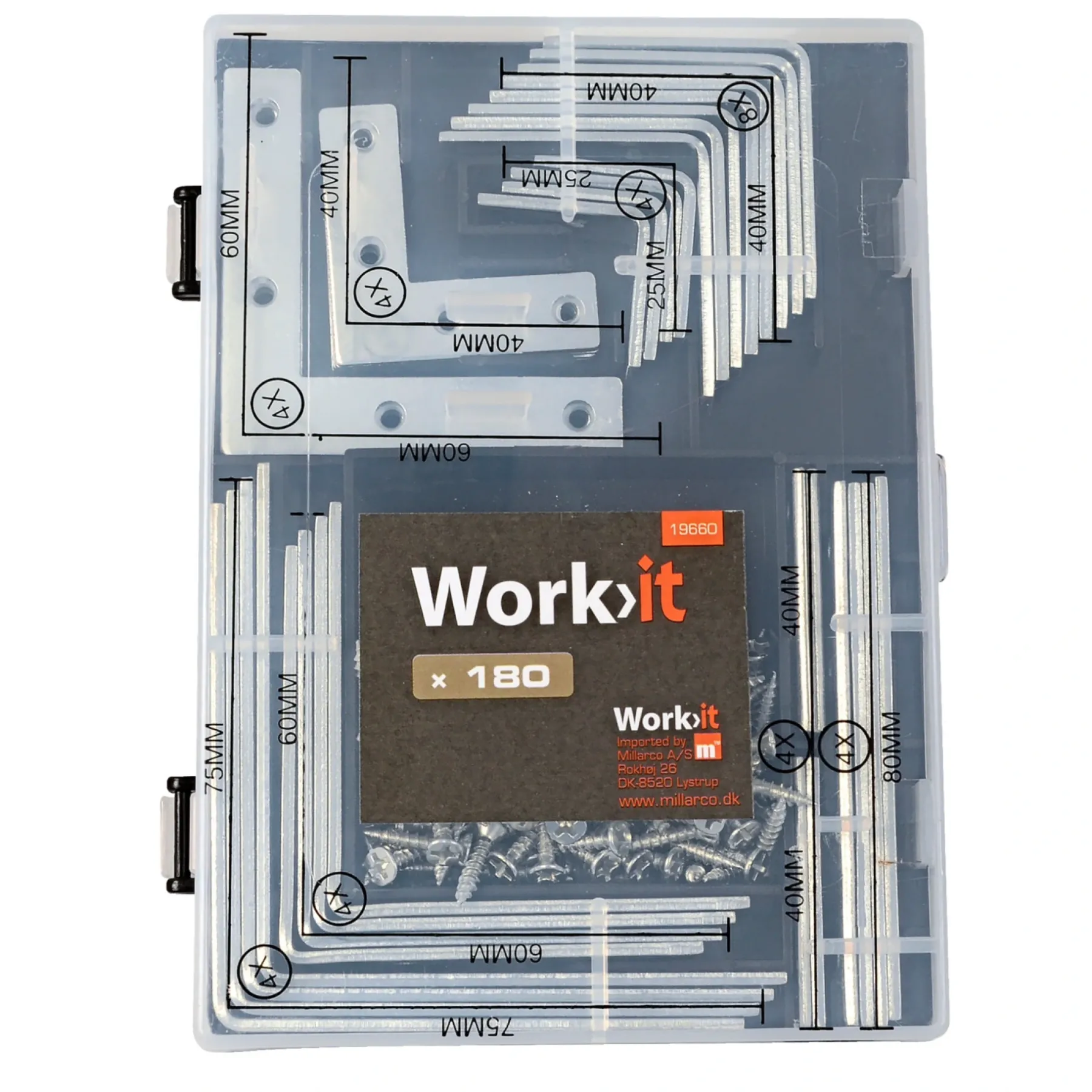 Møbel- & Inventarbeslag ^ Work>it GASGRILL ZINK 25 MM 180 DELE