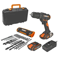 WX370 BORE-/SKRUEMASKINE AKKU MED BATTERI OG LADER>Worx Outlet